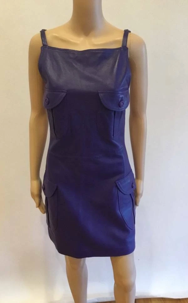 GIANNI VERSACE ABITO VINTAGE 1996 PELLE VIOLA TG 40 STUPENDO 