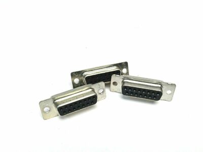 Lot of 3 Tyco 15 Pin Female Rectangular Flange Connector Receptacles Electronics