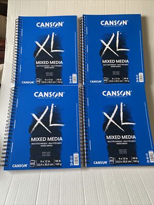 Canson XL Mix Media Pad 60 Sheets Spiral Bound 9'' x 12'' Bulk Lot of 4 C100510927