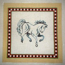 MZC Patti Mann Galloping Horse HP Hand Painted Needlepoint Canvas