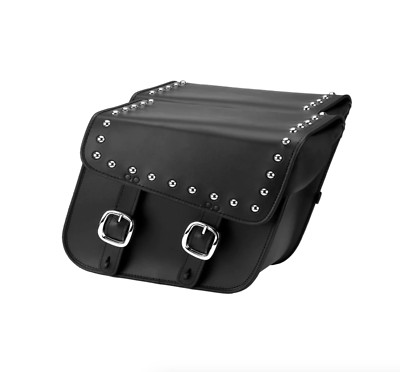 Nomad USA Slanted Studded Large Leather Motorcycle Saddlebags with Buckles