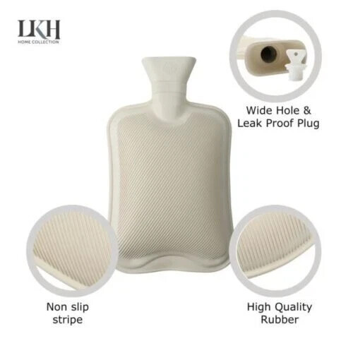 2L Hot Water Bottle with Cover Natural Rubber Fluffy Warmer for Pain Relief - Picture 7 of 8