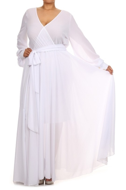 fitted lace wedding dress DEEP V-NECK PLEATED MAXI DRESS IN WHITE | CULT MIA main image 1