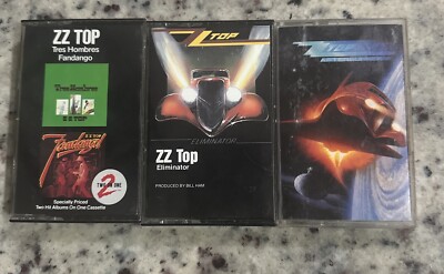 ZZ Top 3 Cassette Tapes Eliminator, Afterburner, Tres Hombres, Fandango Albums