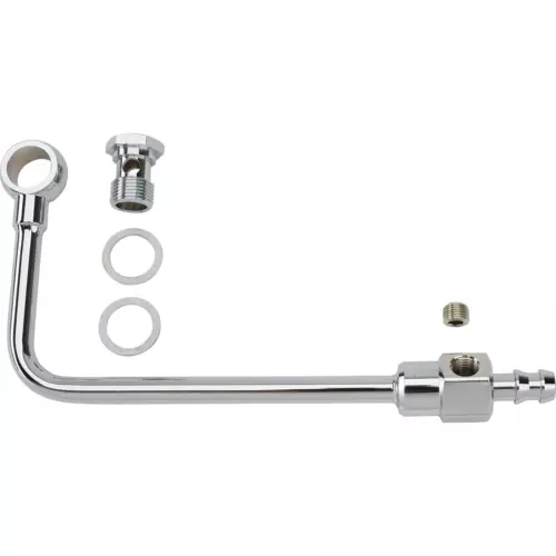 Edelbrock Chrome Steel Fuel Line w/ 3/8" Barbed End Inlet w/o Fuel Filter 8126 - Bild 1 von 3
