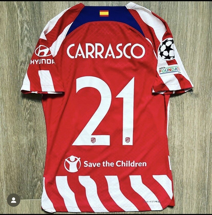 Carrasco Atletico Madrid Matchworn Photomatched Shirt Jerey Vs