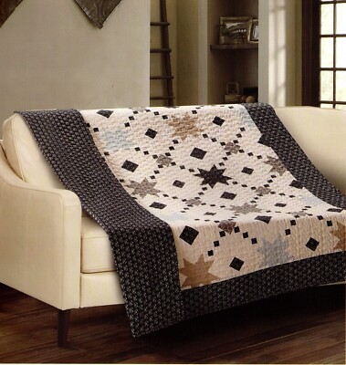 MIDNIGHT STAR Reversible Soft Quilted Throw Lounge Blanket 50x60 in