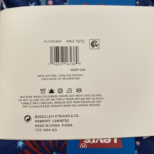Levi's Youth Girls 2 Pack Shorts Gray/Navy Patriotic Logo MSRP $36 Size 10/12 - Picture 4 of 7
