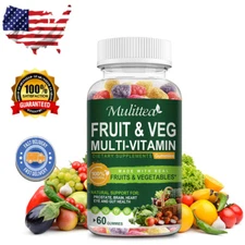 60Pcs Fruits & Veggies Supplement Multi-Vitamin Gummies Boost Immune Metabolism
