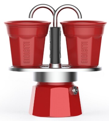 Bialetti Mini Express rot inkl. zwei rote Becher