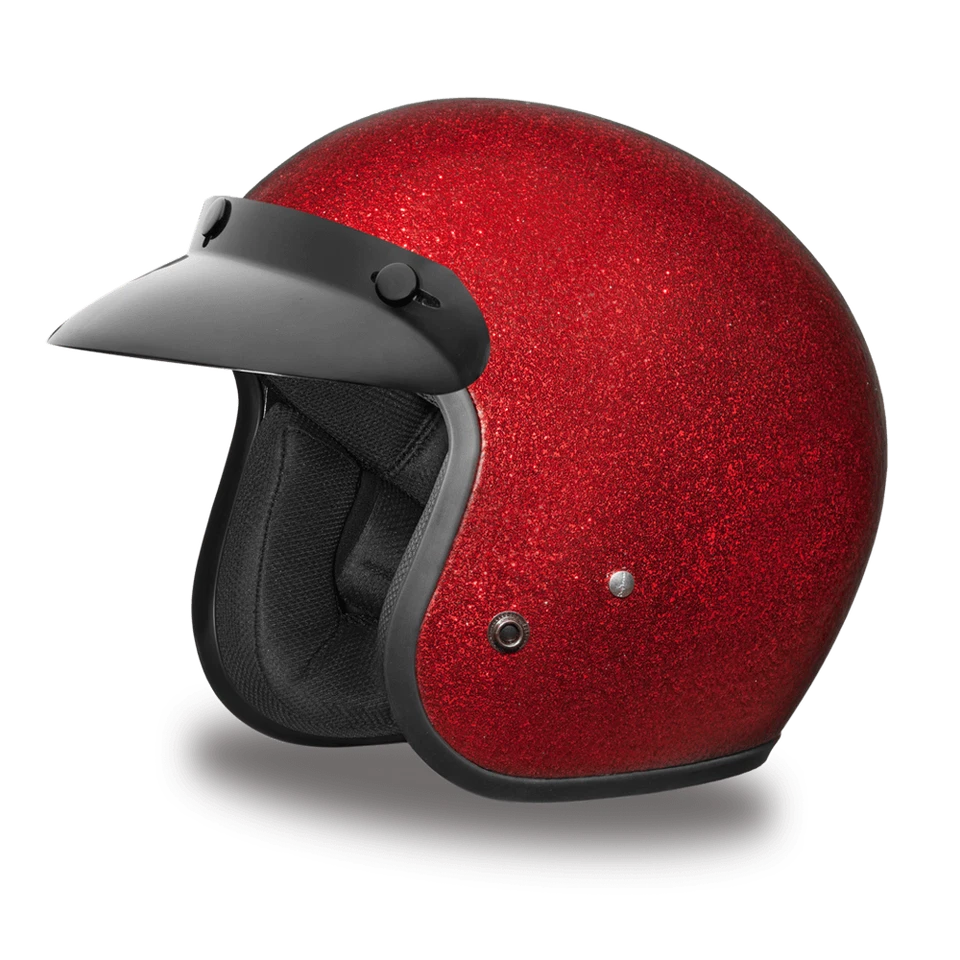 Casco de motocicleta Daytona Cruiser-RED METAL FLAKE cara abierta DOT DC7-RD Foto 4 de 4