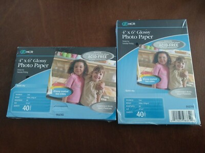 2 packs NCR Photo Paper Plus Glossy 4x6 40 Sheets Quick Dry Inkjet Acid Free
