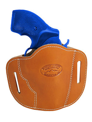 New Barsony Saddle Tan Leather Pancake Slide Holster for Snub Nose 2'' Revolvers