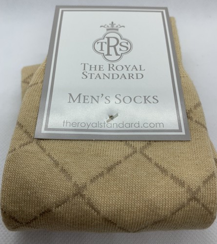 The Royal Standard Men’s Dress Diamond Socks Oat Taupe One Size New Lot of 2
