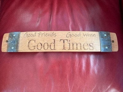 Rustic wine curved barrel stave sign natural oak character unique bar 