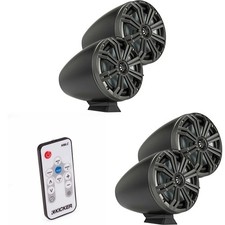 Kicker  2 Pair  KMFC8 8" Flat Mount Loaded Marine Wake Towers with 46KM84L ...