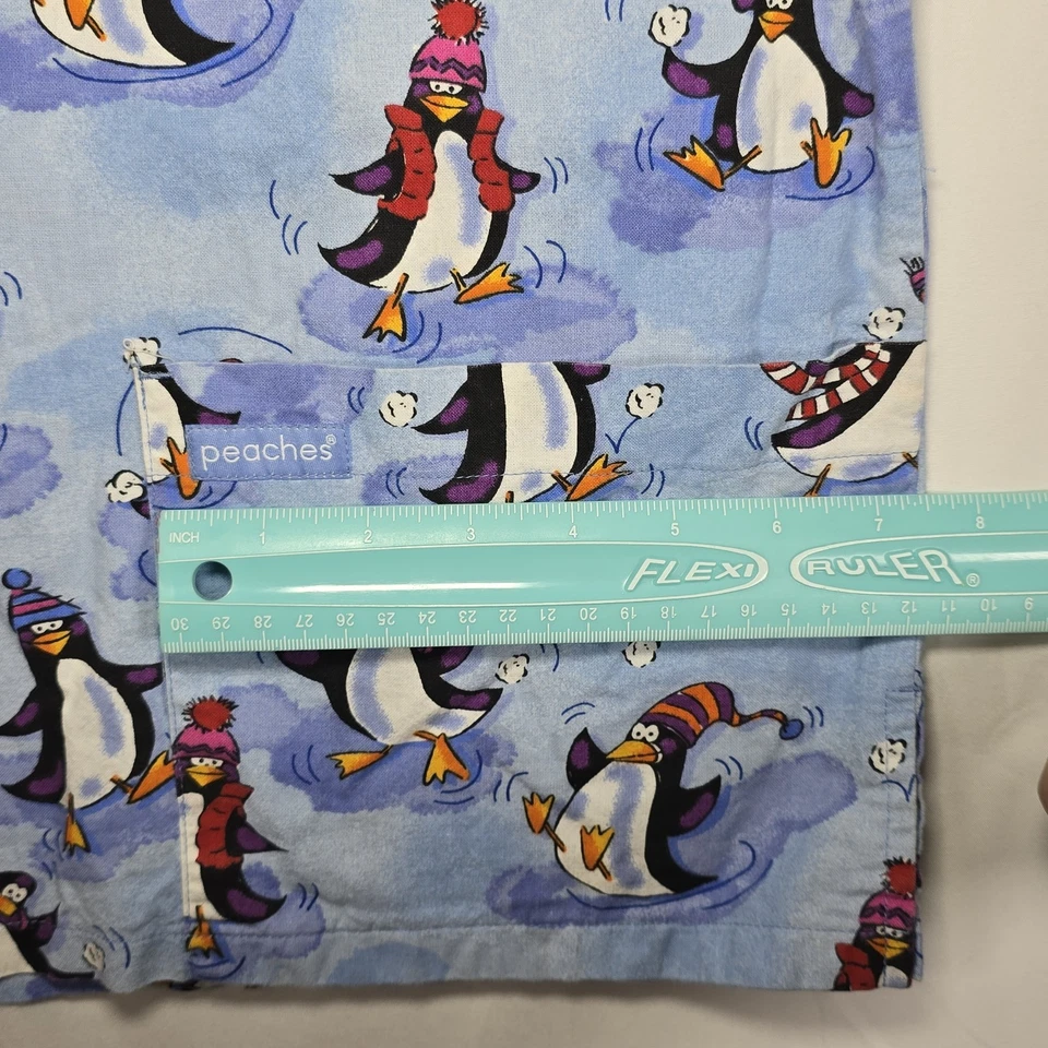 Blusa Médica Grande Estampado de Pingüinos de Invierno Azul 100% Algodón RN64794 Foto 4 de 4