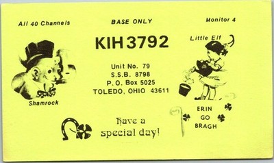 Vintage 1979 QSL Card KIH3792 Toledo OH Shamrock ERIN GO BRAGH Ham SSB