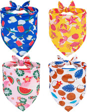 Dog Cooling Bandana - 4 Pack Hawaii Dog Bandanas, Summer Triangle Cool Scarfs Bi