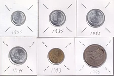 Set of 6 PRC China 80s-90s 1985 Great Wall of China 1 Yuan Coin Fen Jiao Lot RMB