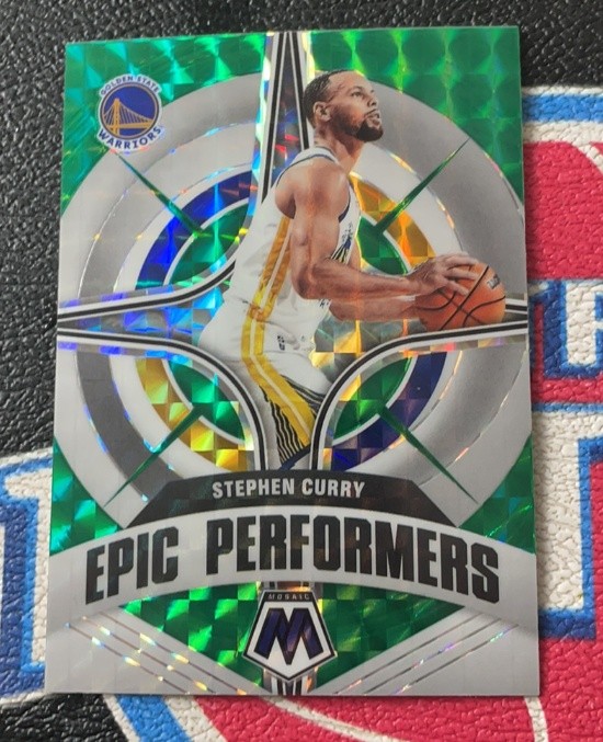 Stephen Curry 2021-22 Panini Mosaic Epic Performers Green Mosaic Prizm #7