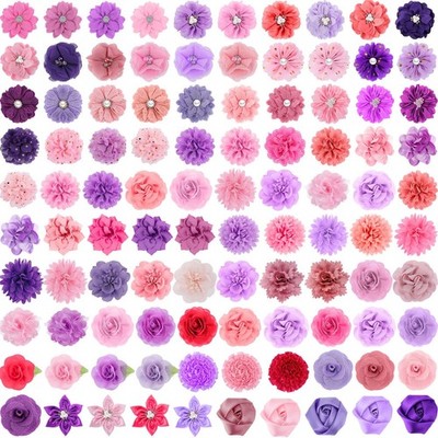 100 Pcs Dog Collar Flowers & Cat Bow Ties - Multicolor Pet Charms for Grooming