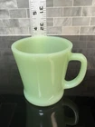 Fire King Oven Ware USA Green Jadeite D Handle Milk Glass Coffee Mug Vintage