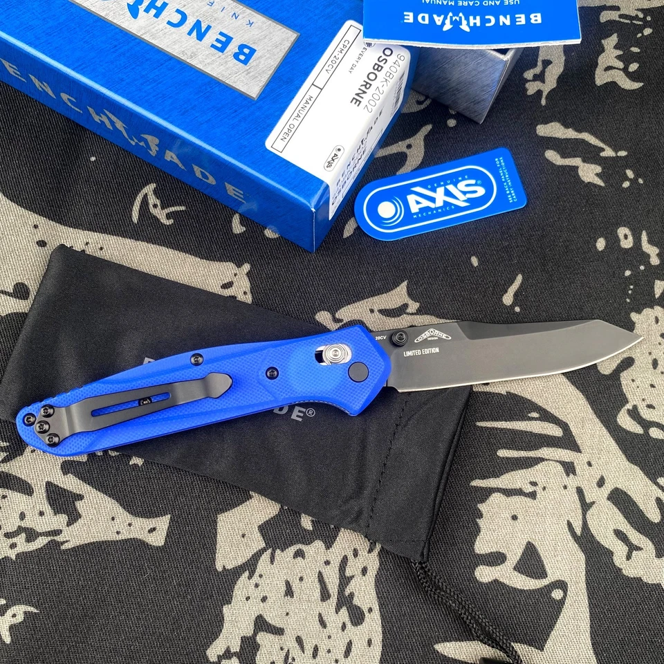 Cuchillo Plegable Benchmade 940BK-2002 Osborne S30V Hoja Negra Azul Mango G10 Foto 4 de 4