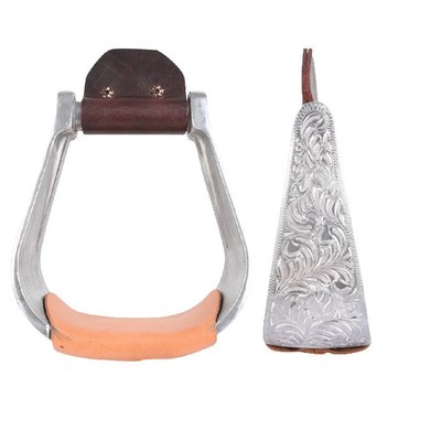 Martin Saddlery Aluminum Engraved Roper Stirrups - 3  Tread
