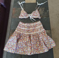 For Love And Lemons Summer Festival Bra Top Small  Skirt Medium 2 Piece Set