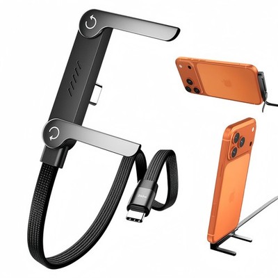240W USB-C Braided Cable 5FT, Invisible Phone Stand & Foldable 90° Right Angle