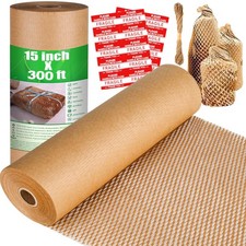 Honeycomb Packing Paper, 15" x 300' Recyclable Cushion 15inx300ft, Brown