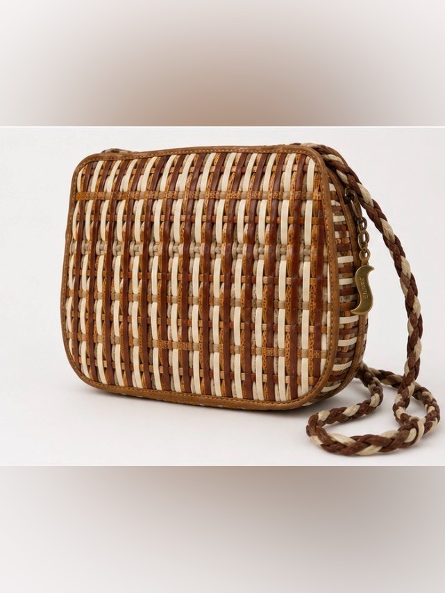 Vintage [Sharif] USA Handcrafted Woven Leather Crossbody Bag | Braided Strap