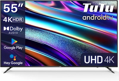 TuTu TUS55UD1A Smart TV 55 Zoll, 4K UHD Android Fernseher | WLAN, HDR, APP Store