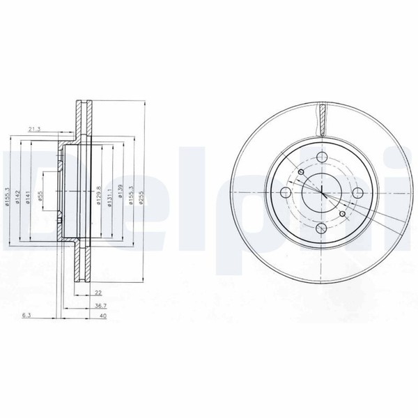 2X Delphi Bremsscheibe BG4053 FüR Toyota Vios Yaris KSP130_ KSP130 GPL KSP90_-image