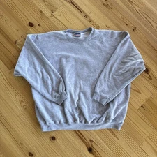 Vintage 90s Ultimate Hanes Cotton Printpro Blank Gray Sweatshirt - 2XL