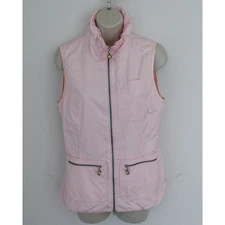 Golfino Vest Womens Size 4 Pink Full Zip Mock Neck Golf Pockets Waistcoat