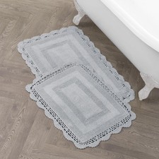 Laura Ashley Absorbent Bath Mat Reversible Crochet Soft And Plush Bathroom Mat
