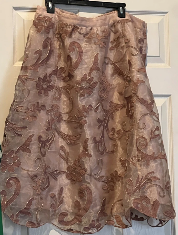 Anthropologie Maeve Rosa Floral Bordado Pullover Falda Línea A XL NUEVO CON ETIQUETAS Foto 3 de 4