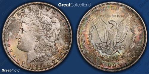 🔥💚1896 Morgan Dollar $1 PCGS MS64 CAC - OGH 1ST GEN RAINBOW TONED! L👀K!💚🔥