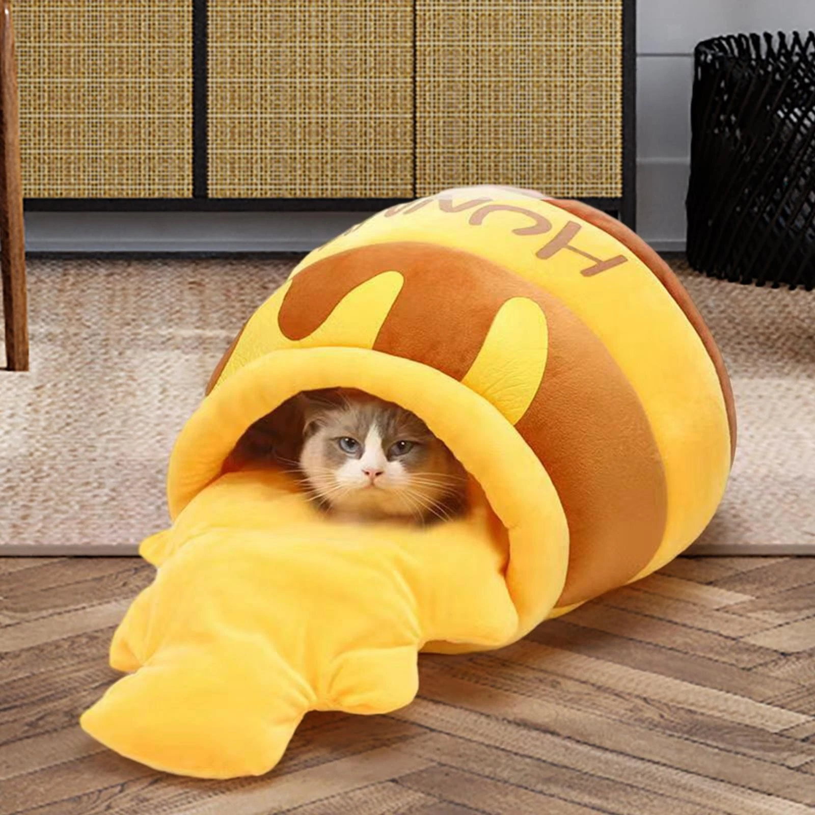 Cat Bed Honey Pot Removable Cushion Pet Bed Nest Washable Kennel Nonslip Bottom