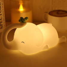 Silicone Elephant Night Light for Kids - 3-Level Dimmable  Rechargeable LED Lam