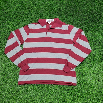 #ad #ad Vintage Sears MOD Striped Polo Shirt Teen XL 18x22 Red Gray $14.00
