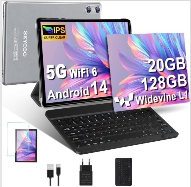 Tablet 10 Pollici Android 13, Octa-Core, 14GB RAM + 128GB ROM, Con Mouse E Tastiera