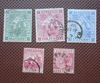 Victoia Barbados 5 Werte Gestempelt 1897