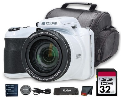 Kodak PIXPRO AZ425 Digital Camera + 32GB Memory Card Bundle - White