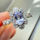 925 Sterling Silver Ring 6x4mm Natural Tanzanite Gemstone Zircon Flower Handmade — photo 1