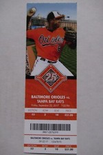 BALTIMORE ORIOLES VS RAYS 9/22/2017 FULL TICKET ~ WILSON RAMOS (GRAND SLAM HR)
