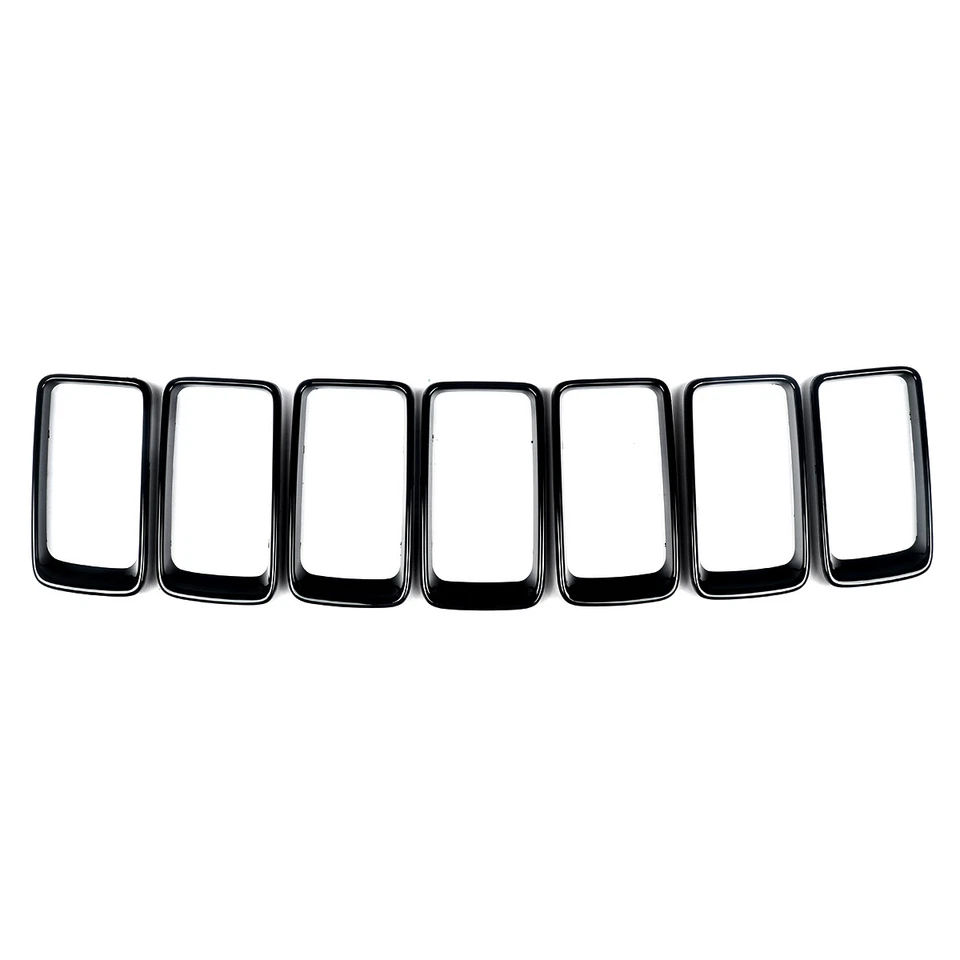 For 2014-2016 Jeep Grand Cherokee 7PCS Front Grille Trim Ring Insert Cover Black Foto 3 de 4