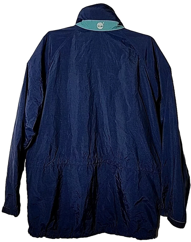 Timberland Men XL Weathergear Blue Rugged Wear Storable Hood Zip Jacket - Image 4 of 4